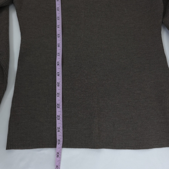 Brooks Brothers Ribbed Sweater Mens L Brown Mock Neck Extra Fine Merino Wool - Picture 6 of 8